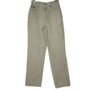 LAWMAN Western Womens 3 Tan Beige High Rise Buttons Rodeo Bareback Vintage Jeans